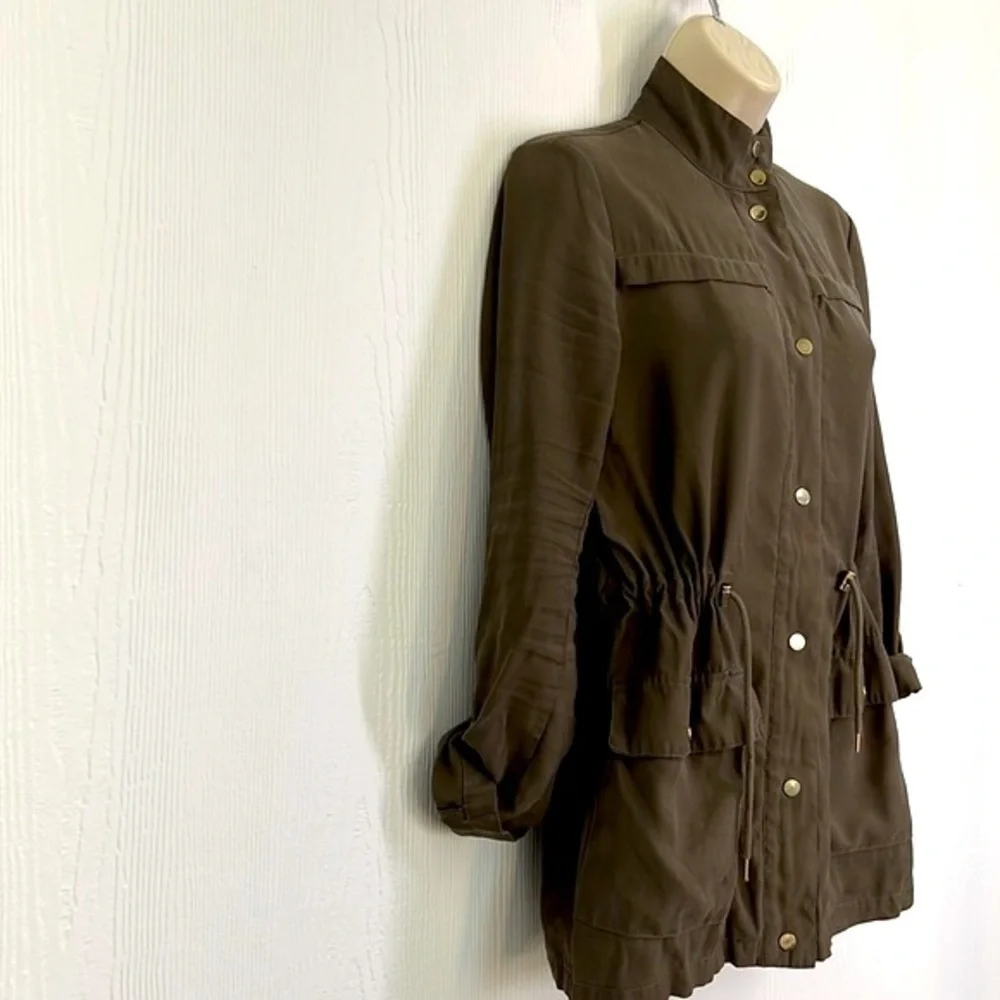 Zara - Dark Olive Green Lightweight Safari Jacket With Gold Hardware Size XS